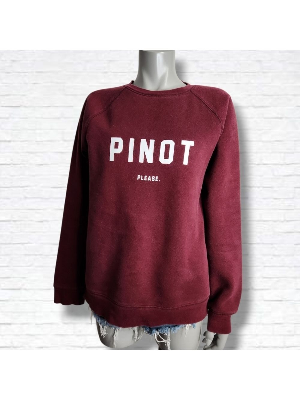 Brunette The Label "Pinot Please" Burgundy Crewneck Sweatshirt Size M/L